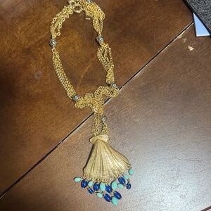 Lilly Pulitzer Gold Necklace with Blue and Green Charms